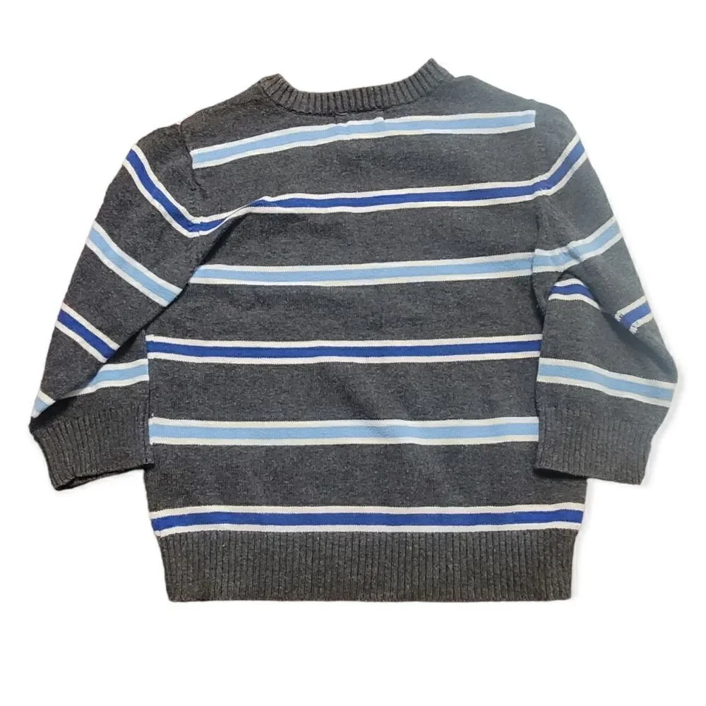 Grey stripe v neck sweater